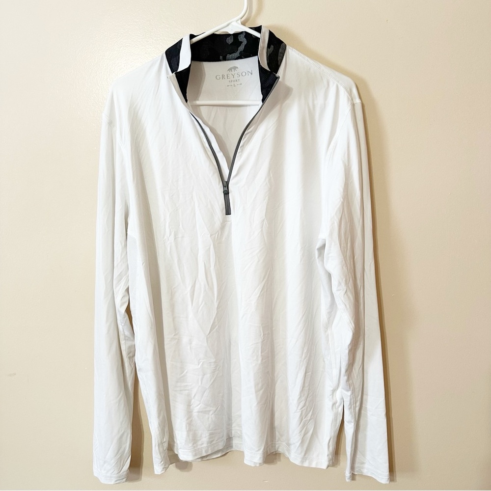 Greyson Sport White Long Sleeve Quarter Zip Shirt Men's Large Golf